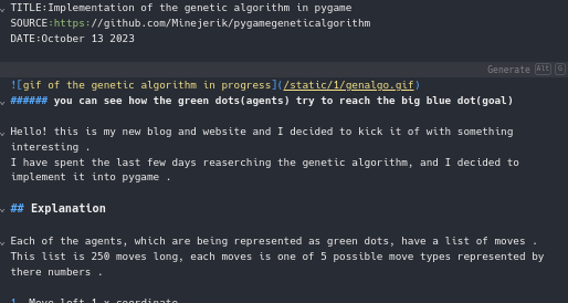 image of my first blog post in markdown