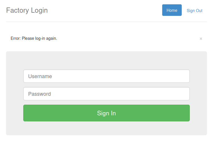 The login form for the website